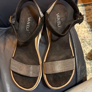 Vaneli Black and Gold Women's Sandals